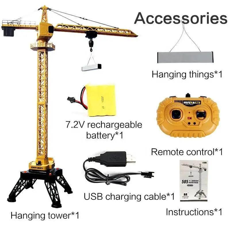  RC 12-Channel Remote-Control Alloy Tower Crane with Wireless Charging Fun -  ToylandEU™