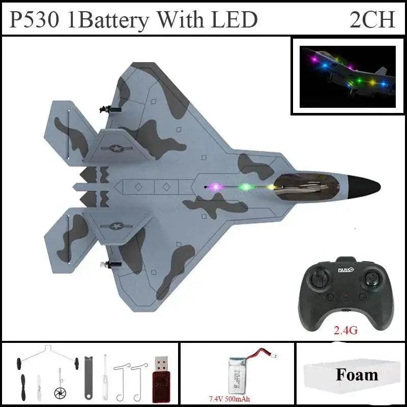  2024 Top P530 2.4G 2CH RC Airplane Raptor F22 Warplane LED Light Gyroscope Toy Gift for Boys Easy Flying -  ToylandEU™