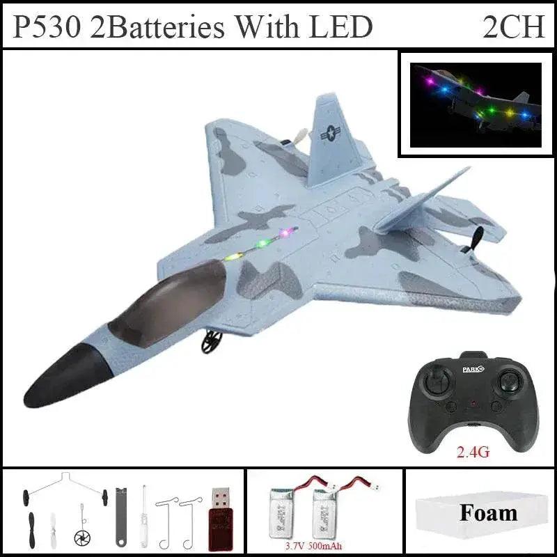  2024 Top P530 2.4G 2CH RC Airplane Raptor F22 Warplane LED Light Gyroscope Toy Gift for Boys Easy Flying -  ToylandEU™