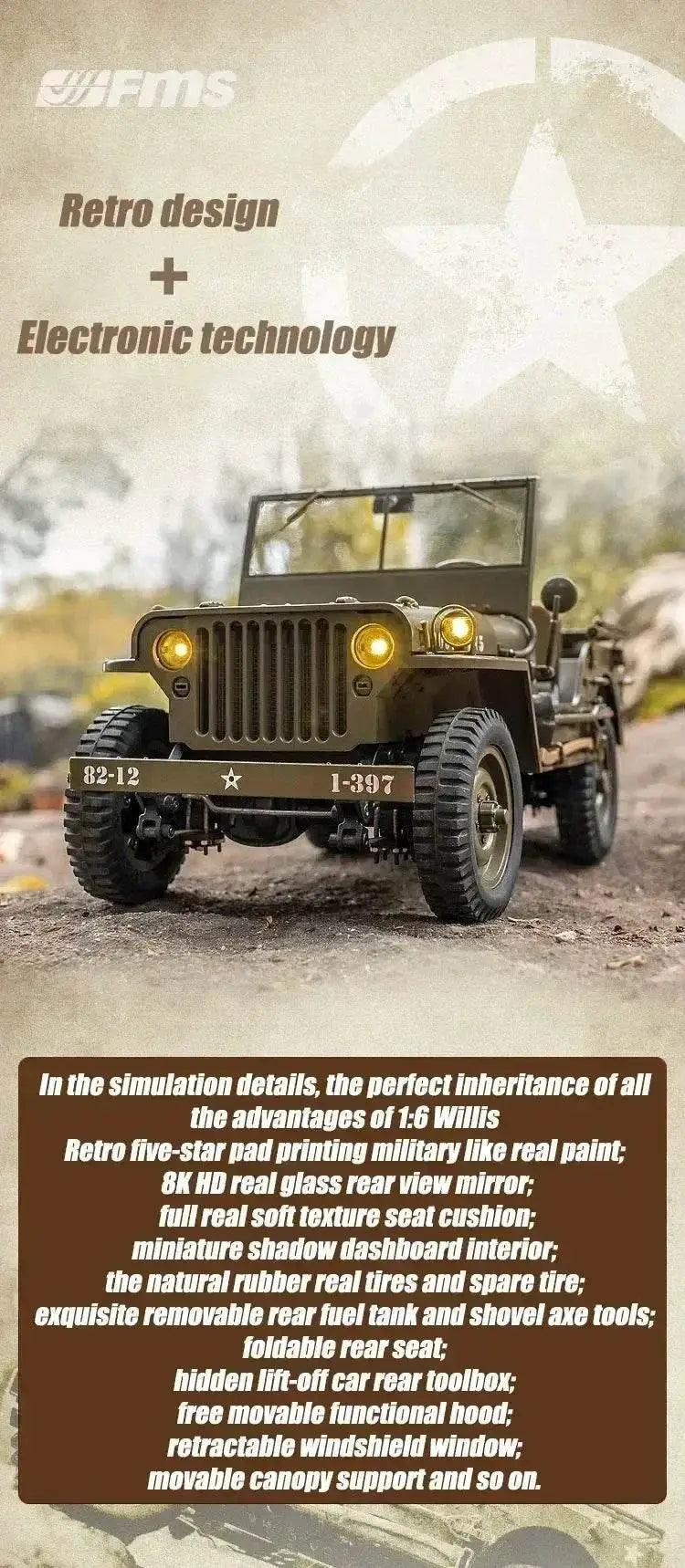  RC 2025 1:12 Scale 1941 Willys MB RC Crawler Jeep - 4WD Ready-to-Run Military Buggy for Adults and Kids -  ToylandEU™