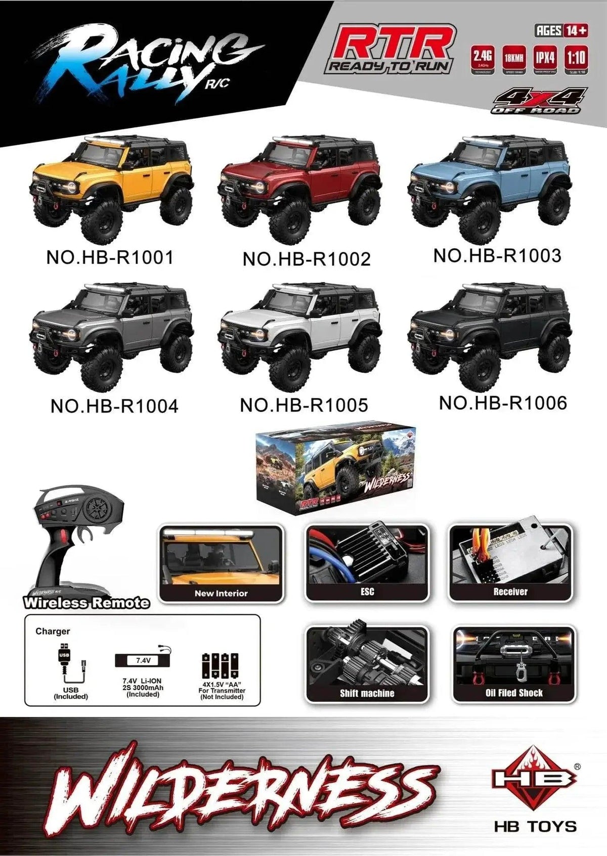  RC 2025 R1001 Enhanced Off-Road Simulation Ford Mustang 1:10 RC Vehicle with Four-Wheel Drive -  ToylandEU™