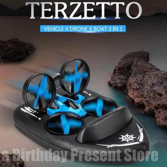  RC All-Terrain 3-in-1 RC Airship Drone: Water, Land & Air Mini Quadcopter with 360° Flip for Kids -  ToylandEU™