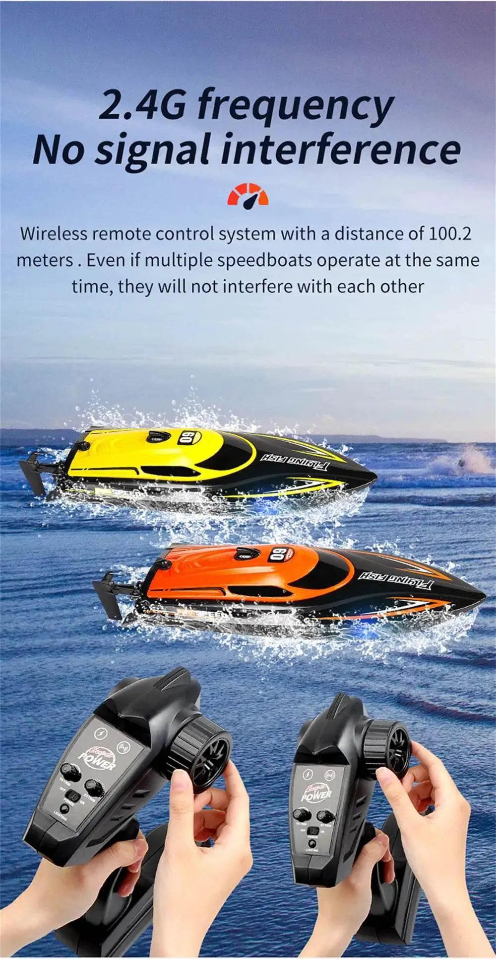  RC High-Speed HXJRC HJ812 Remote Control Speedboat with LED Lights - 25km/h Electric Racing Model for Lakes and Pools -  ToylandEU™