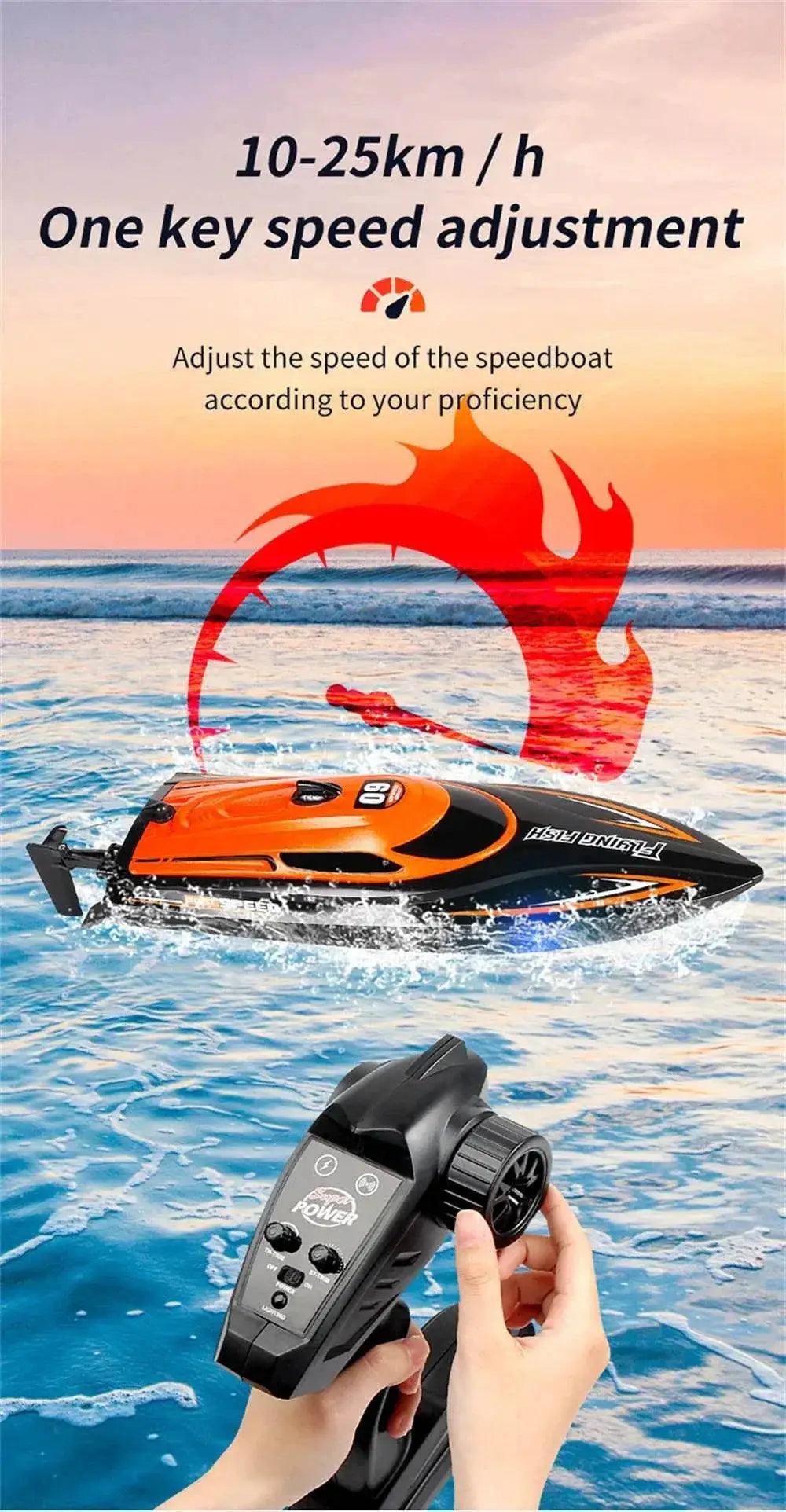  RC High-Speed HXJRC HJ812 Remote Control Speedboat with LED Lights - 25km/h Electric Racing Model for Lakes and Pools -  ToylandEU™