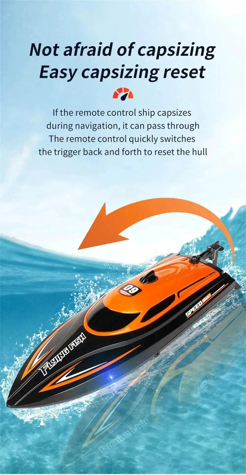  RC High-Speed HXJRC HJ812 Remote Control Speedboat with LED Lights - 25km/h Electric Racing Model for Lakes and Pools -  ToylandEU™