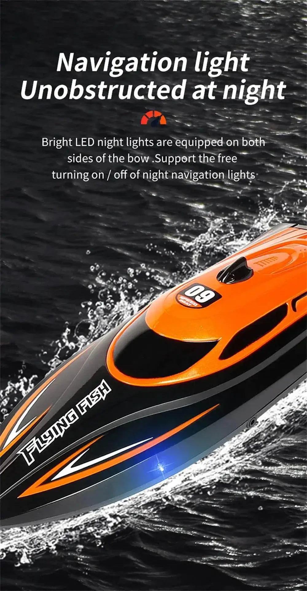  RC High-Speed HXJRC HJ812 Remote Control Speedboat with LED Lights - 25km/h Electric Racing Model for Lakes and Pools -  ToylandEU™