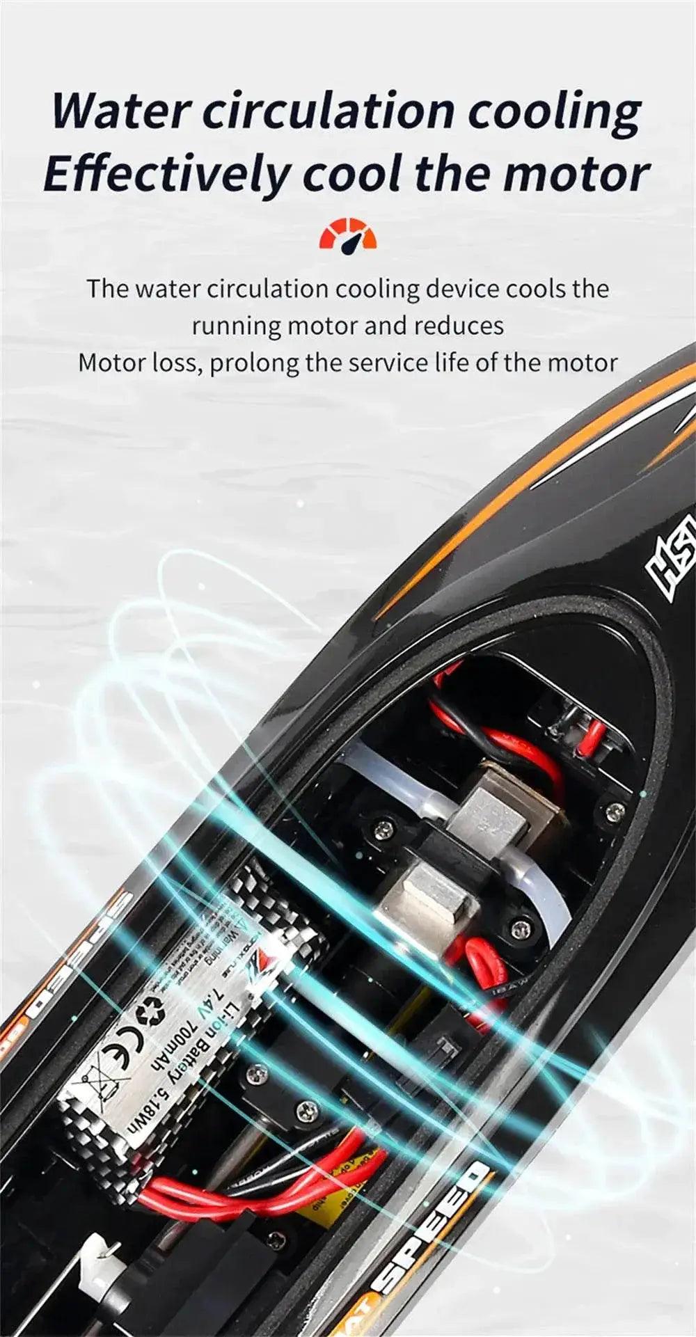  RC High-Speed HXJRC HJ812 Remote Control Speedboat with LED Lights - 25km/h Electric Racing Model for Lakes and Pools -  ToylandEU™