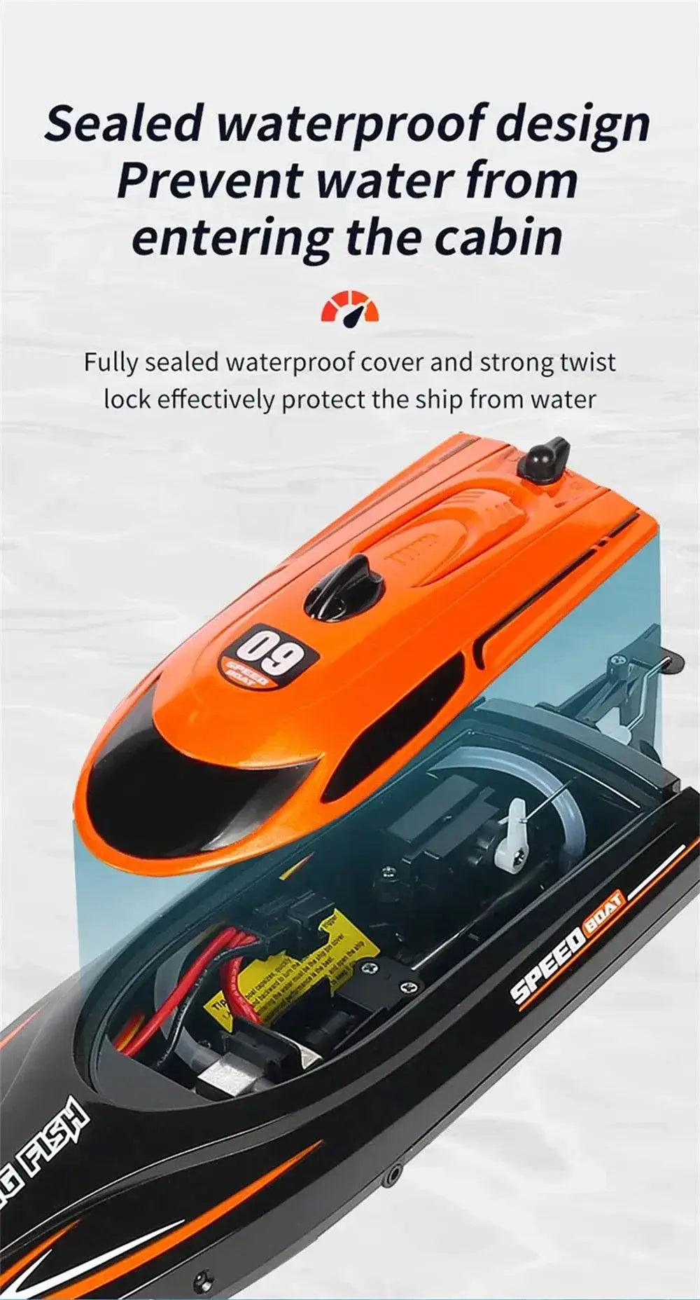 RC High-Speed HXJRC HJ812 Remote Control Speedboat with LED Lights - 25km/h Electric Racing Model for Lakes and Pools -  ToylandEU™