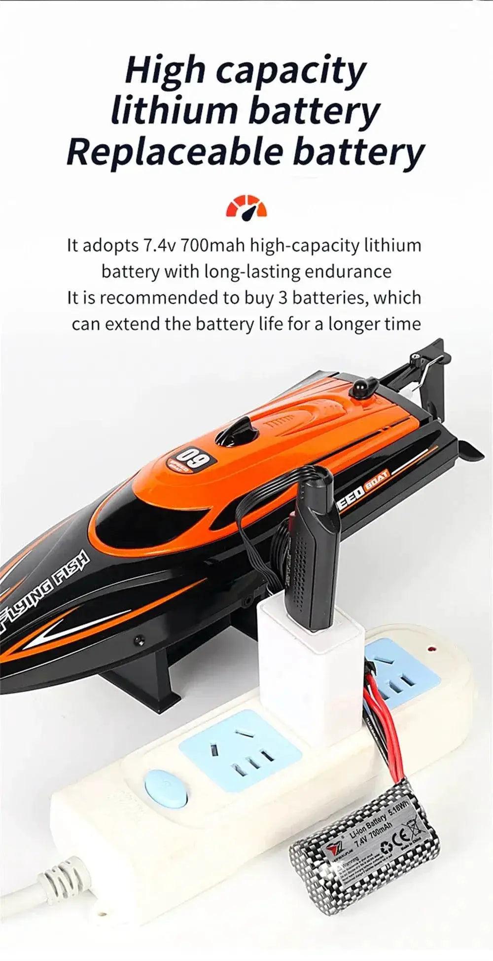  RC High-Speed HXJRC HJ812 Remote Control Speedboat with LED Lights - 25km/h Electric Racing Model for Lakes and Pools -  ToylandEU™