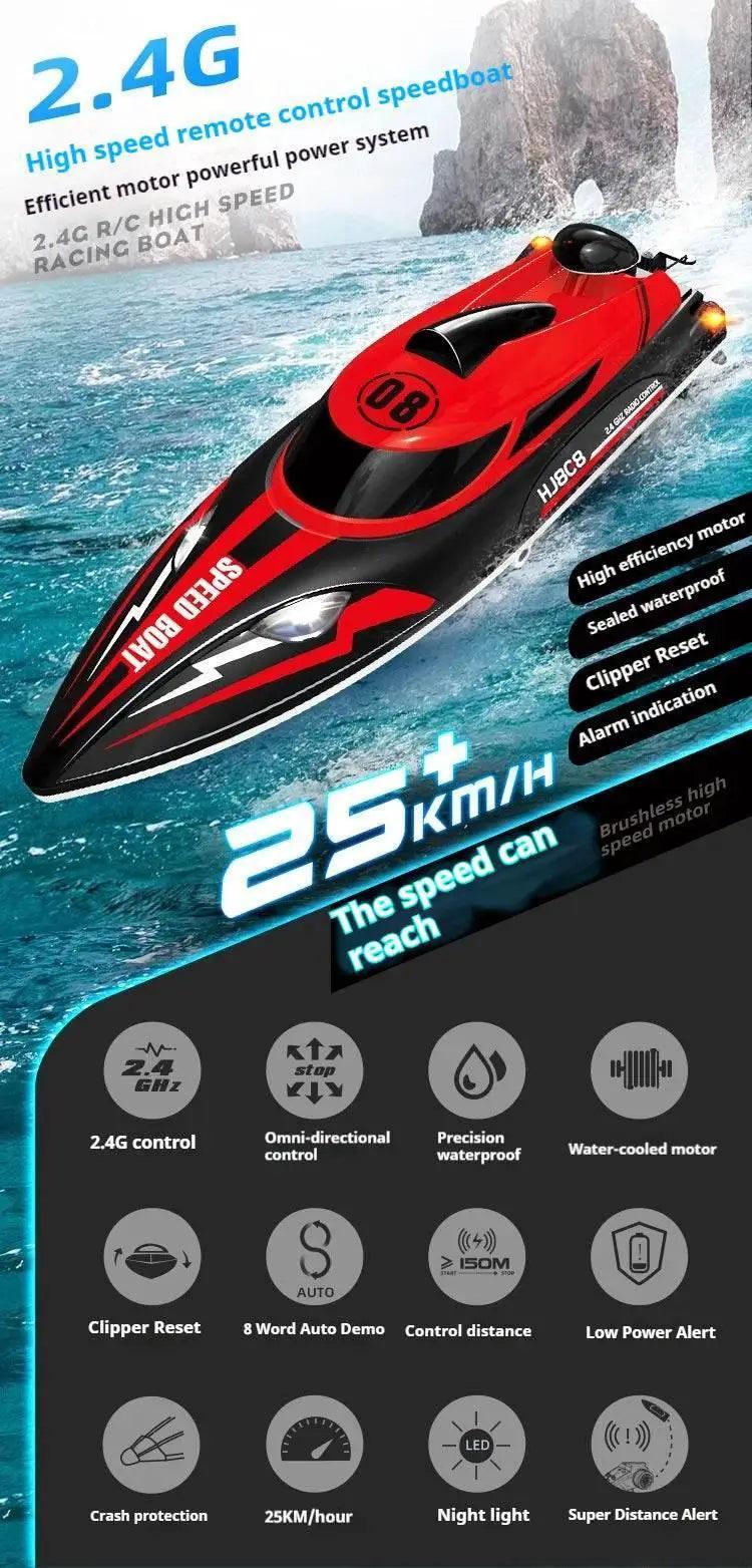  RC High-Speed Hj808 Remote Control Speedboat - 25 Km/H Electric Toy for Kids with 2.4g Technology -  ToylandEU™