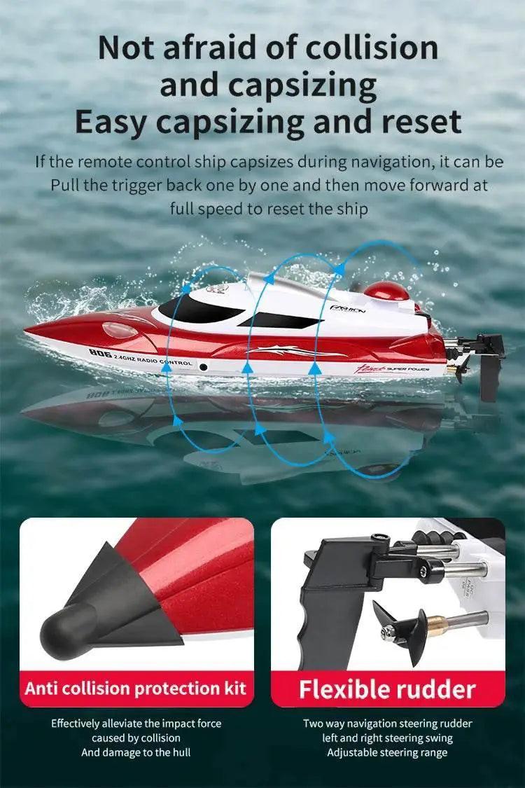  RC High-Speed Remote Control Speedboat with Night Light and Capsize Reset - Ideal Gift for Kids (Model HJ806) -  ToylandEU™