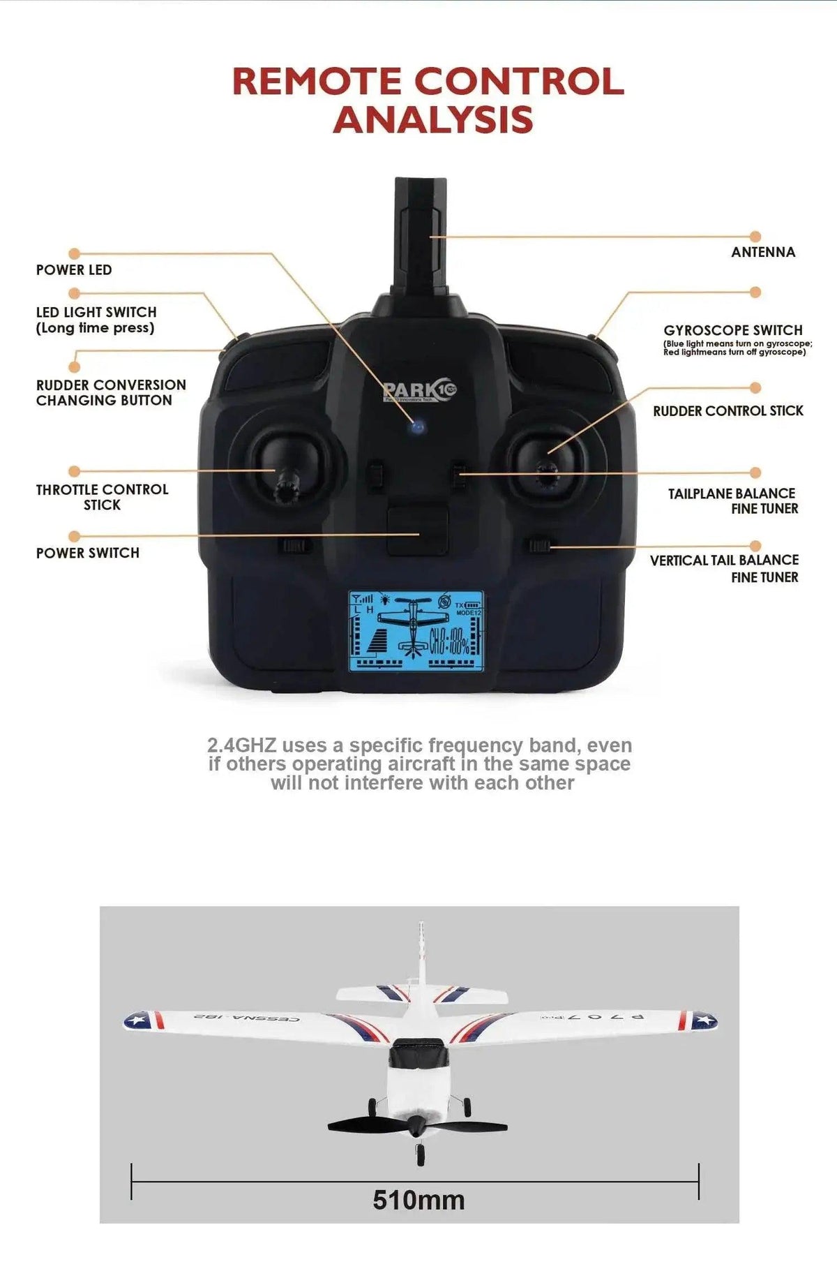  RC Parkten P707G PRO 3D/6G RC Glider with Gyro - Ready-to-Fly CESSNA 182 Drone for Outdoor Fun -  ToylandEU™