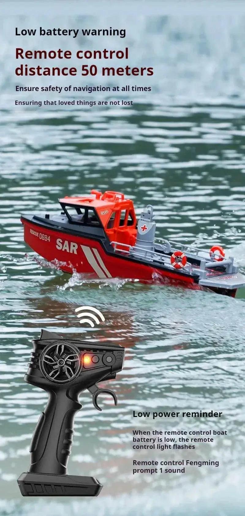  RC 1/32 Scale Remote Control Rescue Tugboat - High-Speed Brushless Charging Toy for Ages 14+ -  ToylandEU™