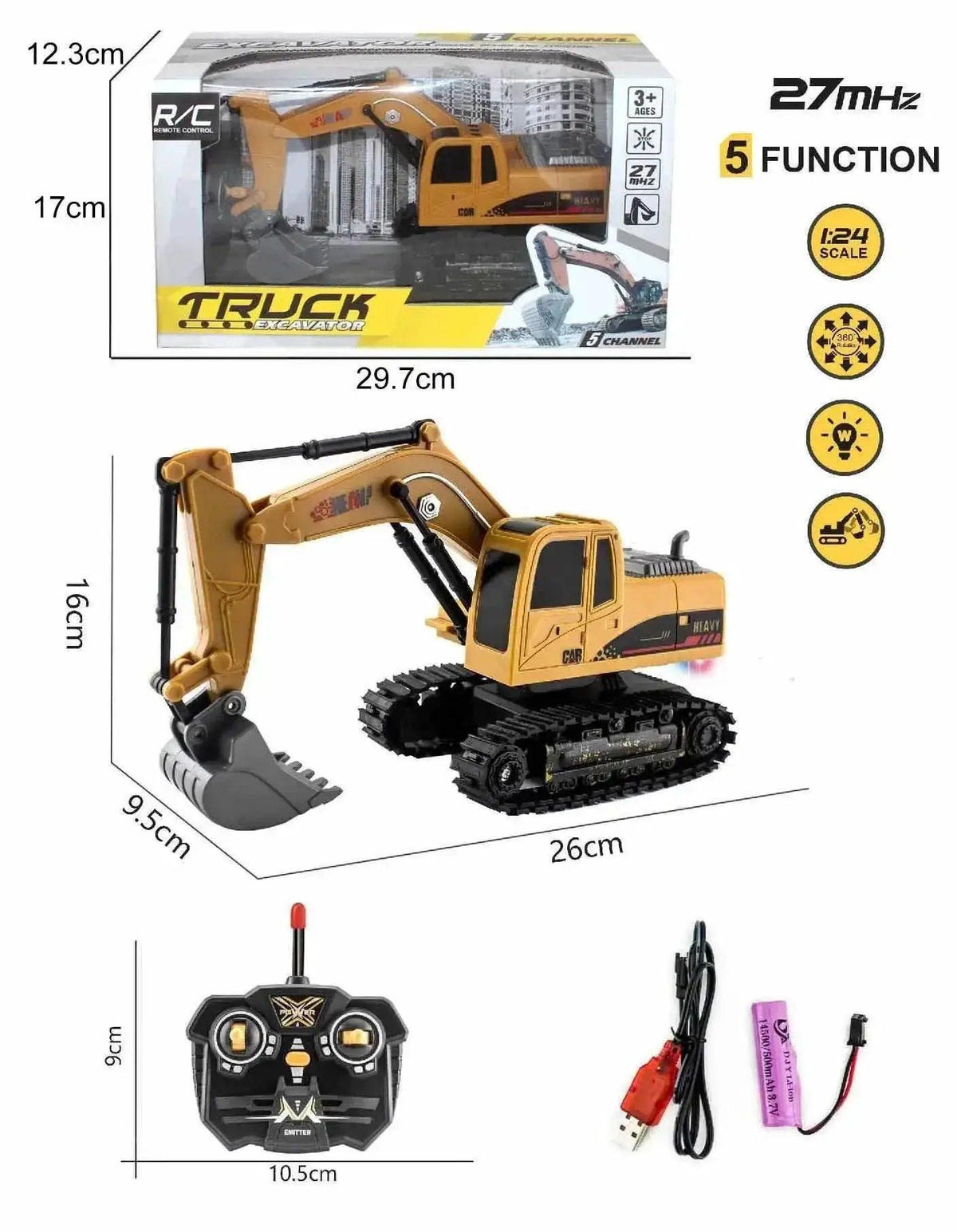  RC Remote-Controlled Alloy Excavator Toy with Digger and Crane for Kids -  ToylandEU™