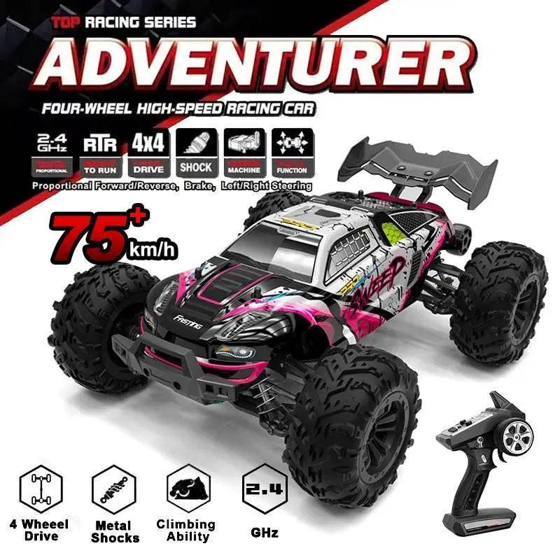  RC High-Speed 1:16 4WD Brushless Remote Control Monster Truck - 75KM/H Off-Road Adventure with LED Lights for Boys -  ToylandEU™