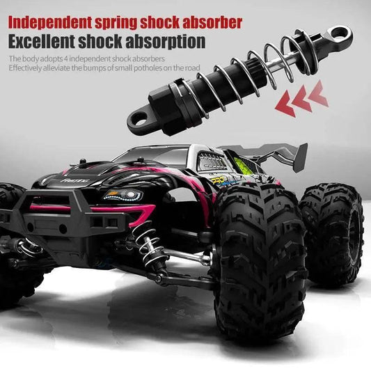  RC High-Speed 1:16 4WD Brushless Remote Control Monster Truck - 75KM/H Off-Road Adventure with LED Lights for Boys -  ToylandEU™