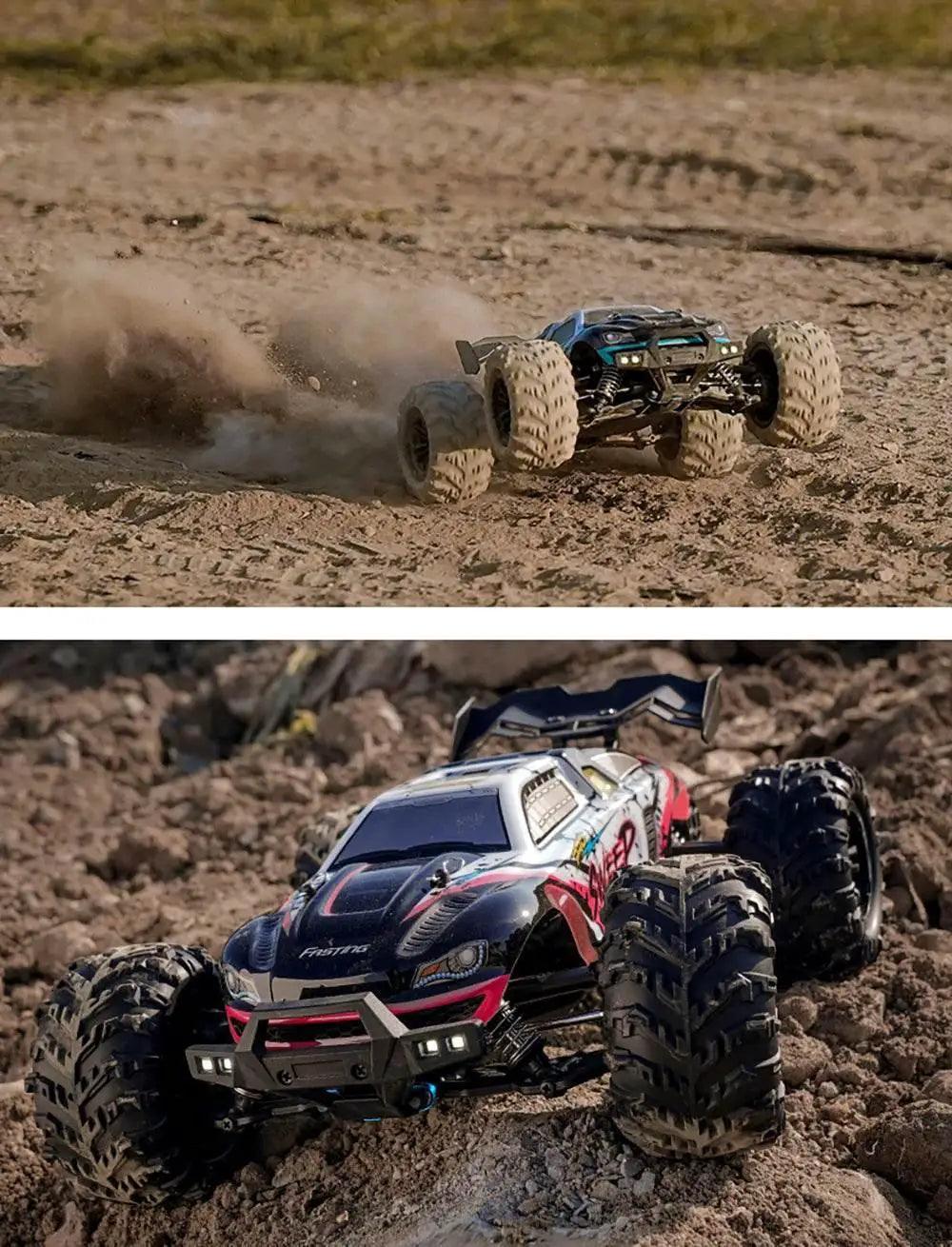  RC High-Speed 1:16 4WD Brushless Remote Control Monster Truck - 75KM/H Off-Road Adventure with LED Lights for Boys -  ToylandEU™
