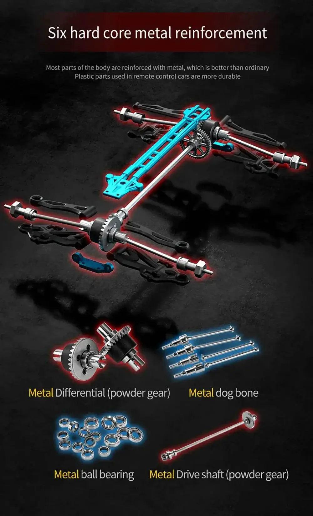  RC High-Speed 1:16 4WD Brushless Remote Control Monster Truck - 75KM/H Off-Road Adventure with LED Lights for Boys -  ToylandEU™