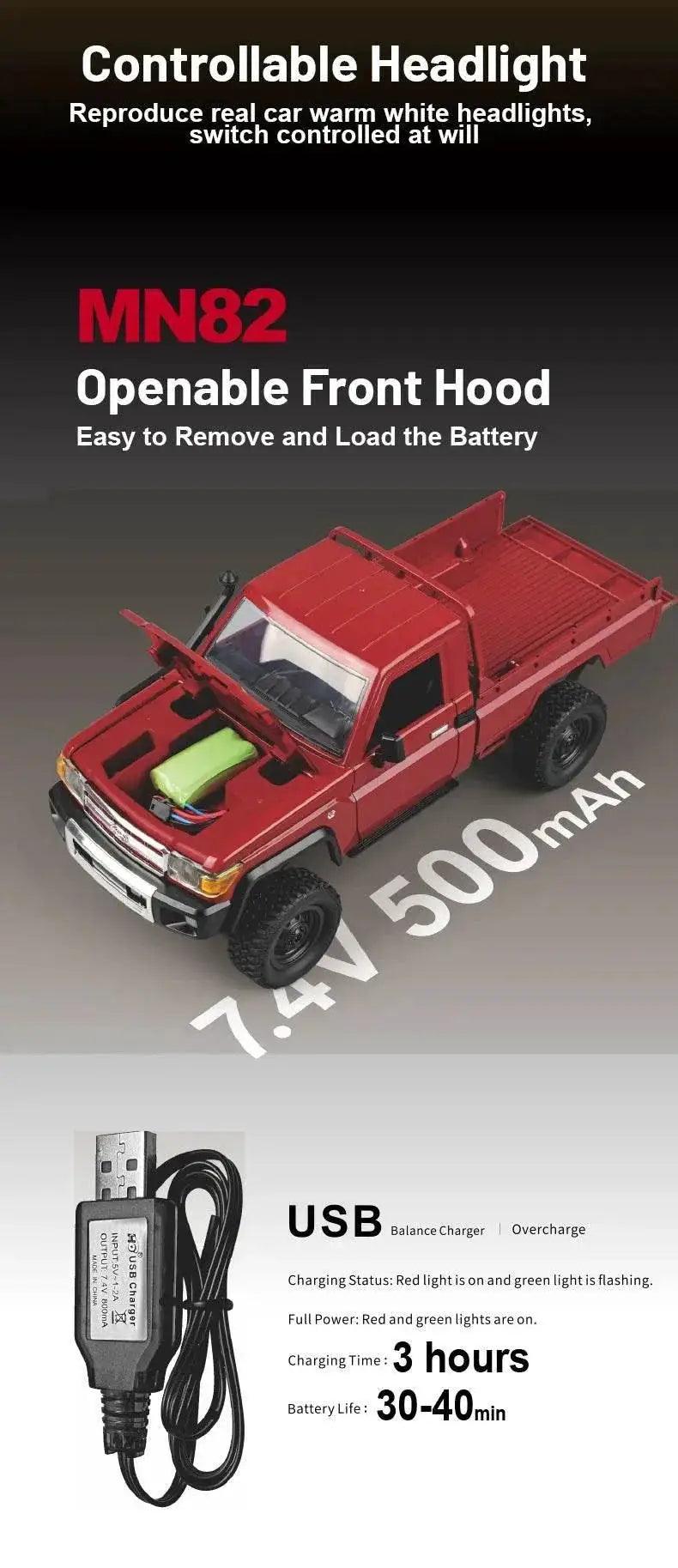  RC JJRC MN82 1:12 Scale 4x4 Remote Control Pickup Truck with LED Lights - Simulation Model for Kids & Hobbyists -  ToylandEU™