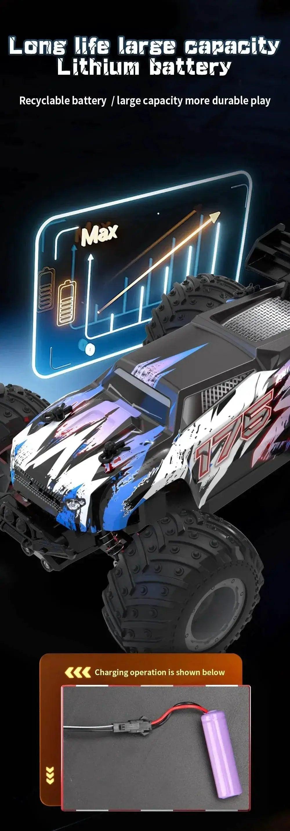  RC JJRC Q175 2.4GHz Dual Motor Remote Control Off-Road Truck with LED Lights - 1:18 Scale Children's RC Car -  ToylandEU™