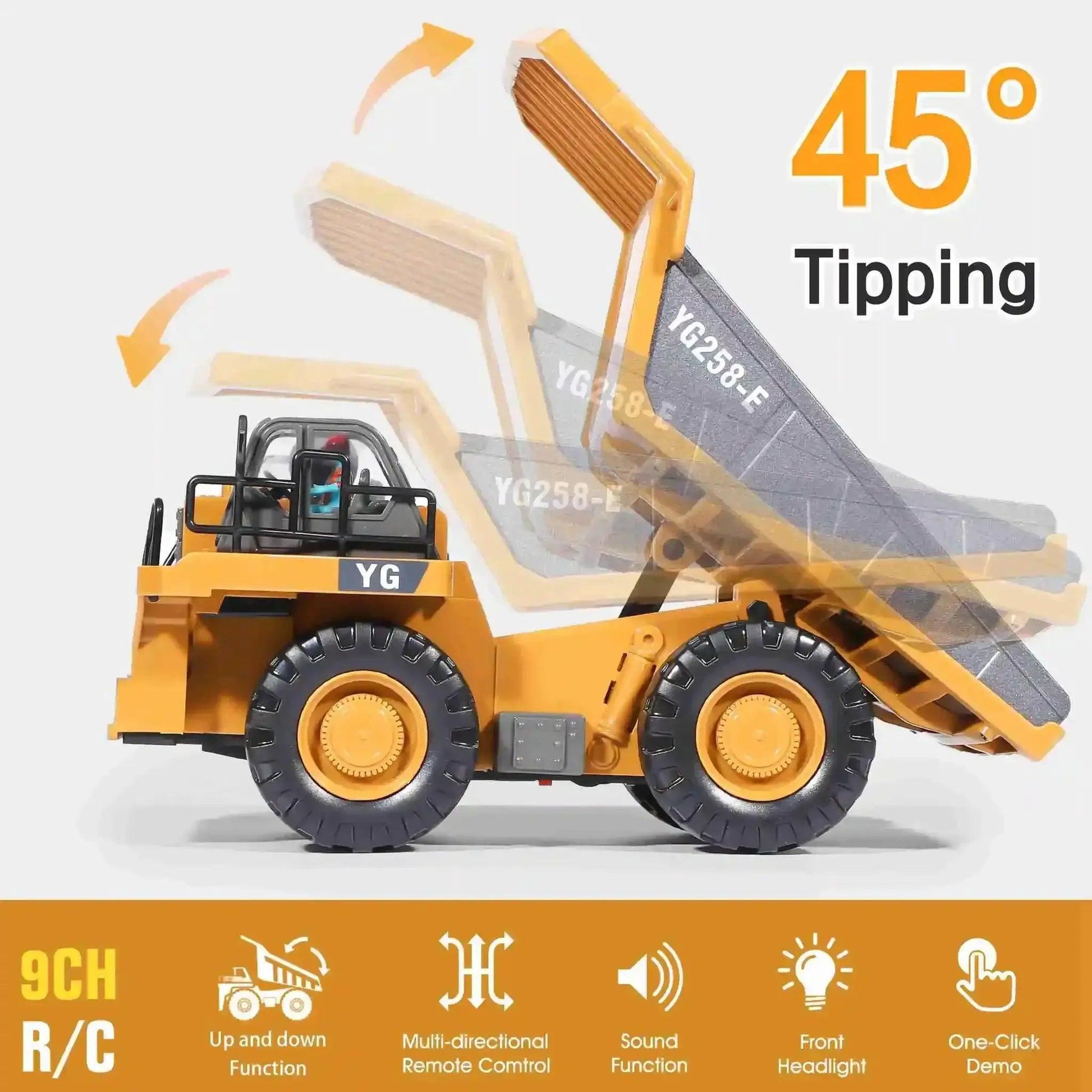  Remote Control Dump Truck Toy With Light And Sound -  ToylandEU™