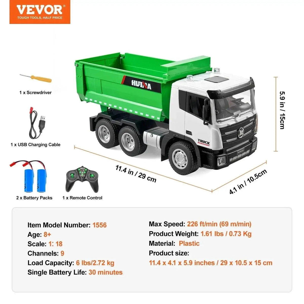  VEVOR RC Dump Truck 9-Channel Remote Model Car for Kids -  ToylandEU™