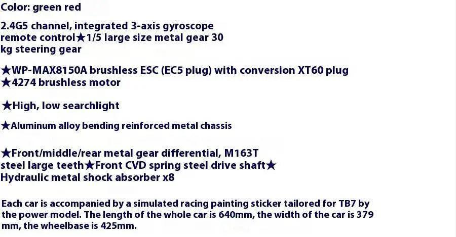  RC 1:7 YK4073 Off-Road Pioneer Truck TB7 Brushless Remote Control Electric Model Car with Four-Wheel Drive -  ToylandEU™