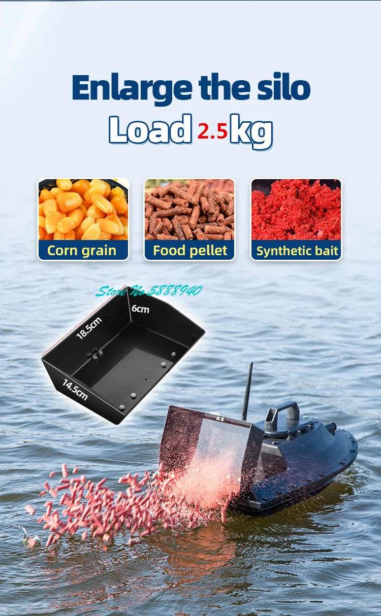 RC Upgraded 600M GPS Remote Control Fishing Bait Boat with Auto Return & Solenoid Valve - 55CM, 2.5KG - ToylandEU