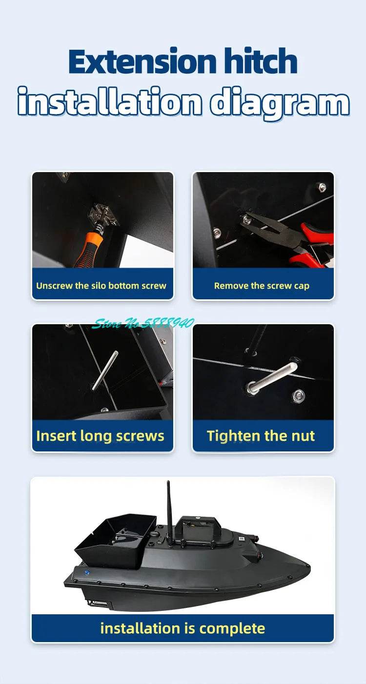 RC Upgraded 600M GPS Remote Control Fishing Bait Boat with Auto Return & Solenoid Valve - 55CM, 2.5KG - ToylandEU