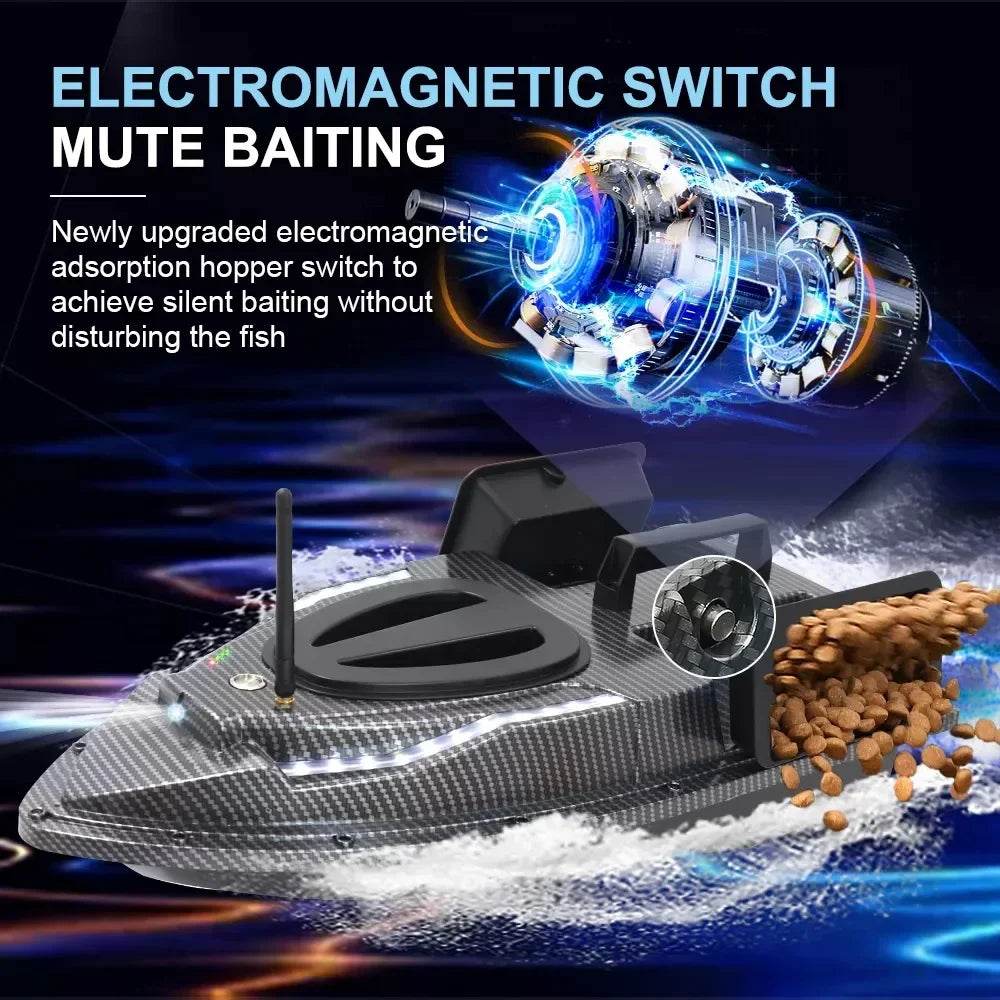 RC V900 GPS Remote Control Bait Boat with 40 Fishing Points, 500M Range, 2 Hoppers, and 1.5KG Weight - Ideal for Night Fishing - ToylandEU