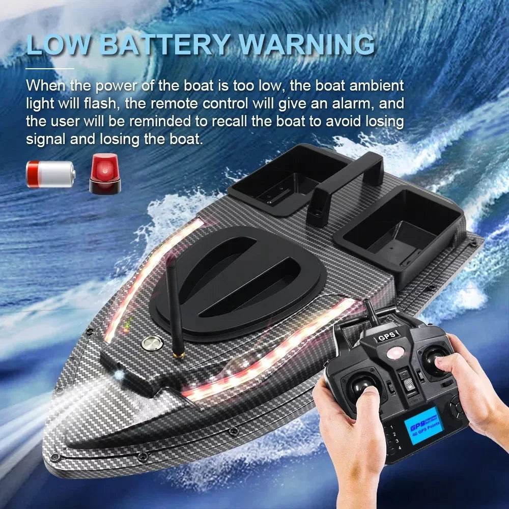 RC V900 GPS Remote Control Bait Boat with 40 Fishing Points, 500M Range, 2 Hoppers, and 1.5KG Weight - Ideal for Night Fishing - ToylandEU