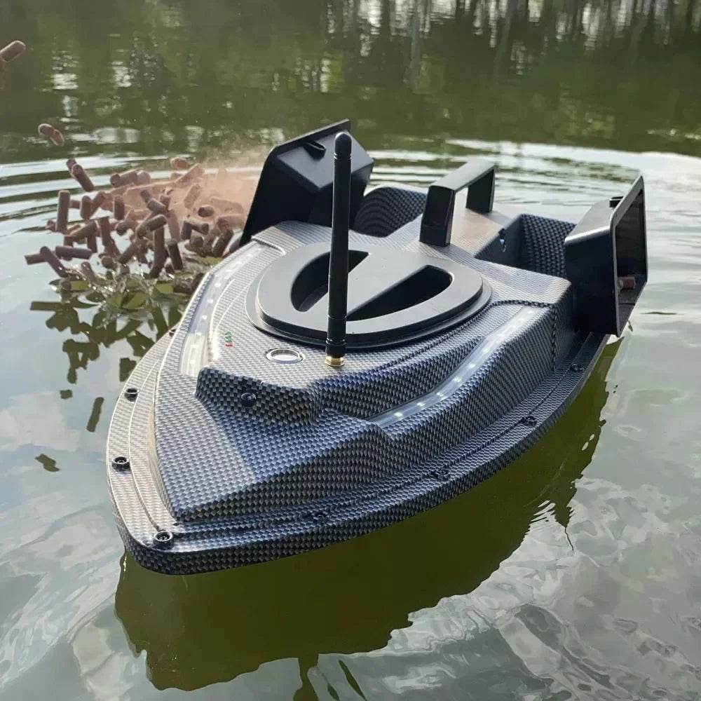 RC V900 GPS Remote Control Bait Boat with 40 Fishing Points, 500M Range, 2 Hoppers, and 1.5KG Weight - Ideal for Night Fishing - ToylandEU