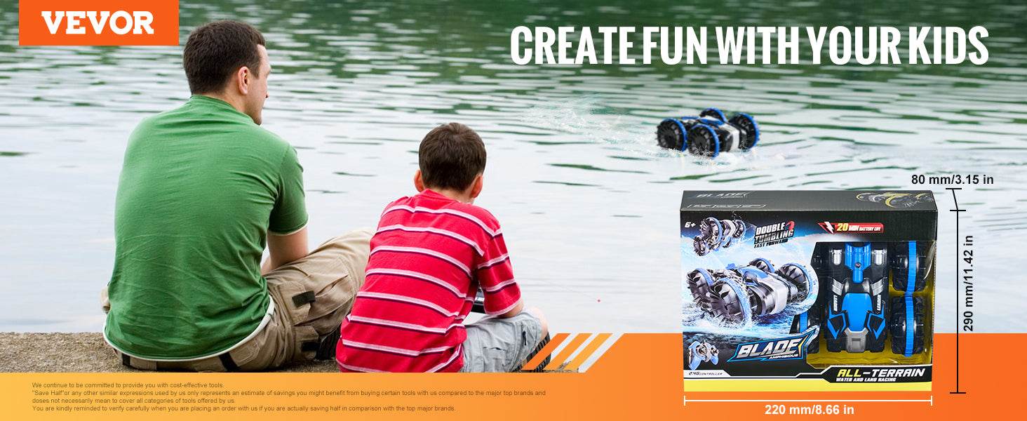 RC VEVOR 2-in-1 Amphibious Remote Control Car and Boat - 360° Stunt Capable, 12 km/h Speed, Ideal Water & Beach Toy for Boys - ToylandEU