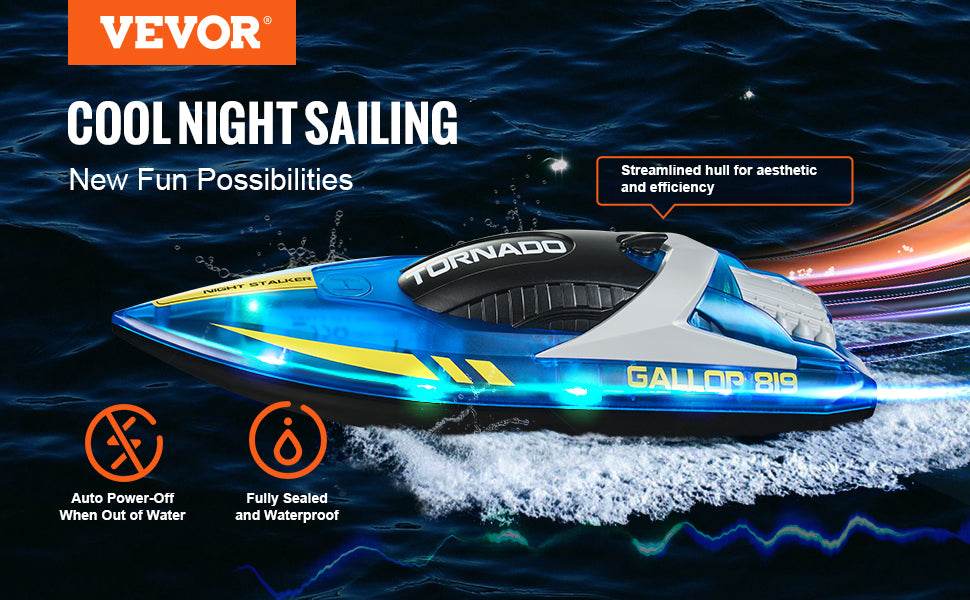 RC VEVOR HJ819 Fast RC Racing Boat - 2.4GHz Remote Control Water Speed Toy for Kids and Adults, Max Speed 12 km/h - ToylandEU