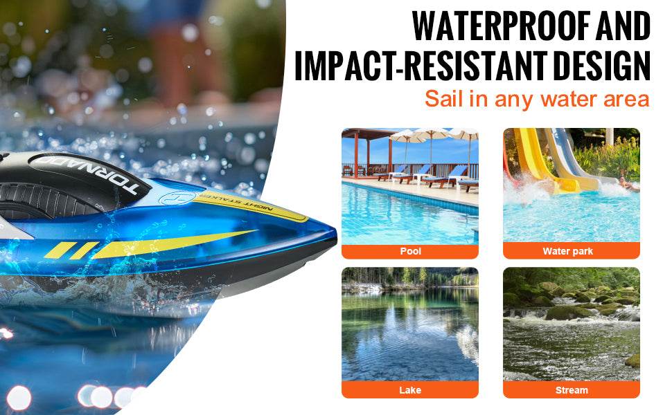 RC VEVOR HJ819 Fast RC Racing Boat - 2.4GHz Remote Control Water Speed Toy for Kids and Adults, Max Speed 12 km/h - ToylandEU