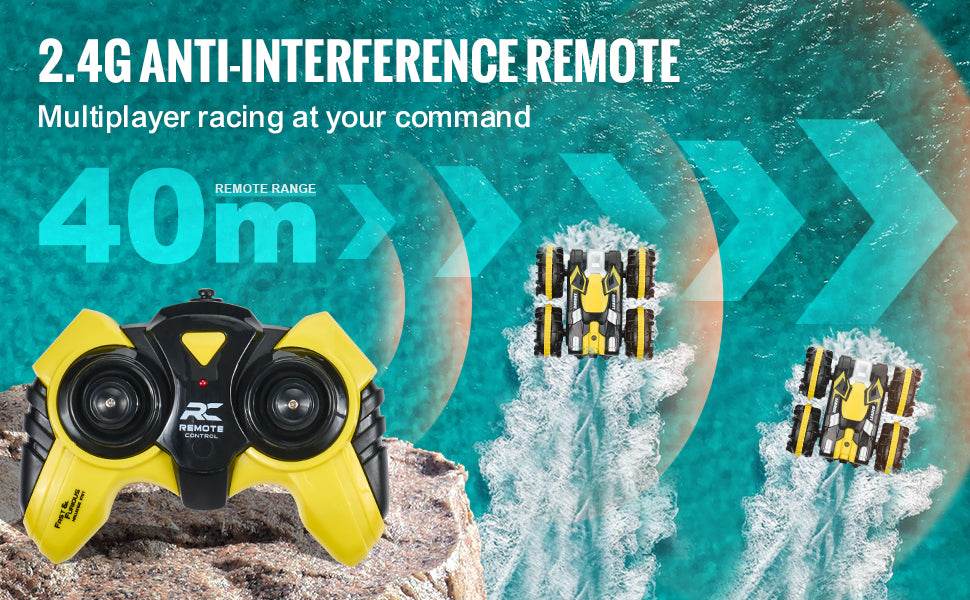 RC VEVOR High-Speed Amphibious Remote Control Car Boat - 2.4GHz Water Racing Toy for Kids, 12 km/h, Perfect for Birthdays - ToylandEU