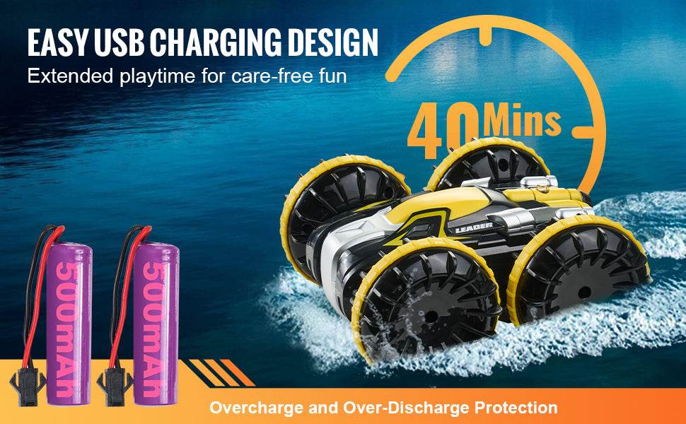 RC VEVOR High-Speed Amphibious Remote Control Car Boat - 2.4GHz Water Racing Toy for Kids, 12 km/h, Perfect for Birthdays - ToylandEU