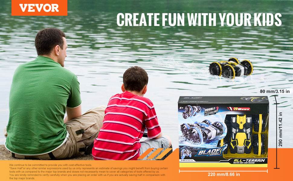 RC VEVOR High-Speed Amphibious Remote Control Car Boat - 2.4GHz Water Racing Toy for Kids, 12 km/h, Perfect for Birthdays - ToylandEU