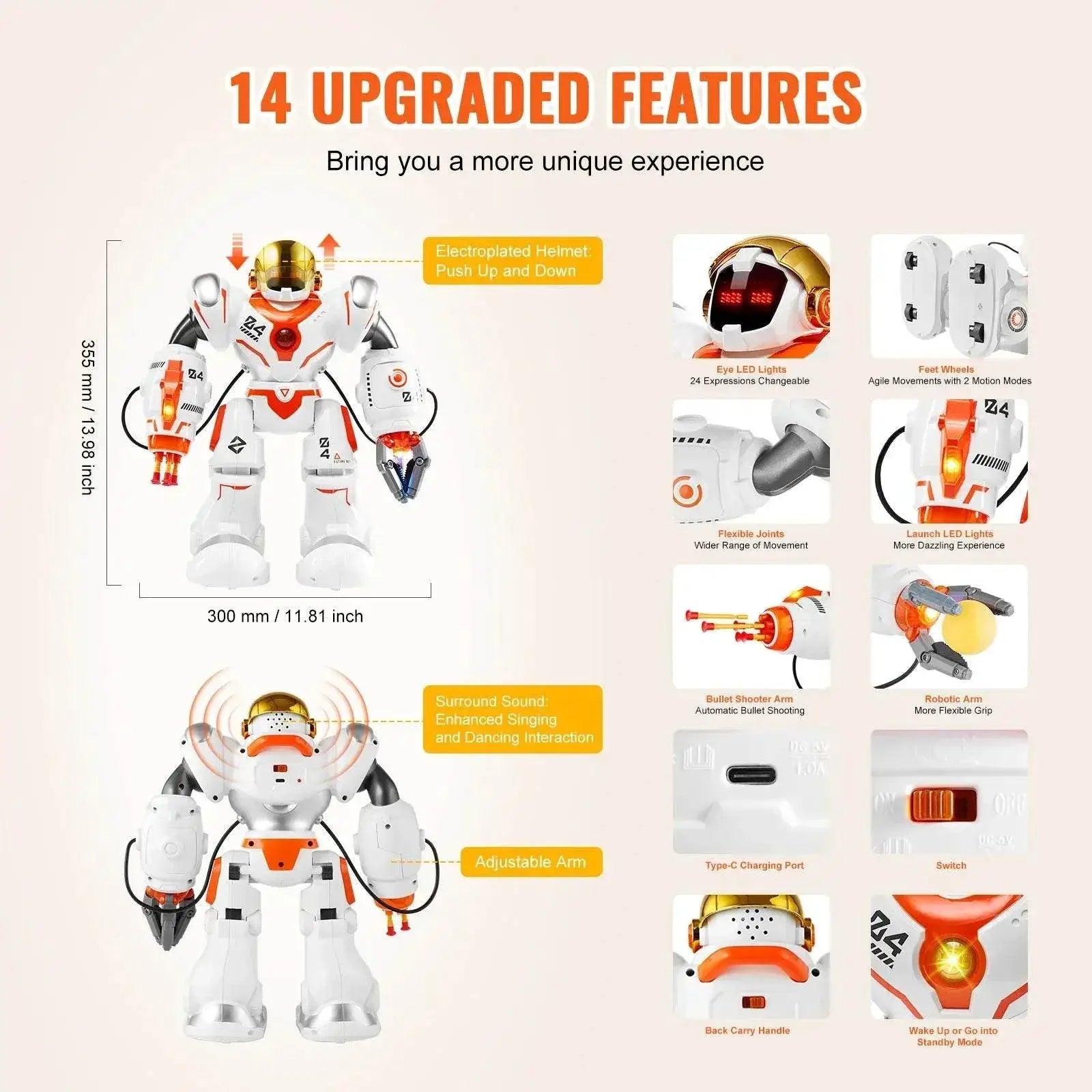  RC VEVOR Interactive Remote Control Battle Robot for Kids - Programmable Dancing and Walking Toy with Bullets -  ToylandEU™