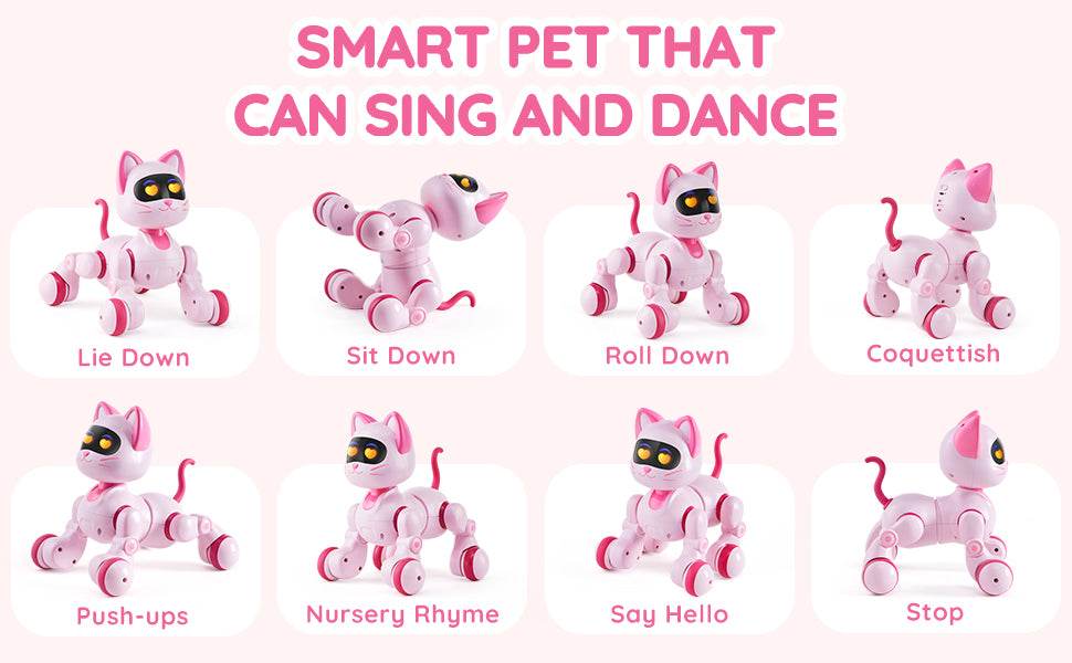 RC VEVOR Programmable Remote Control Cat Robot with Voice Commands and Touch-Sense Music - Fun Stunt Toy for Kids 3-6 Years - ToylandEU