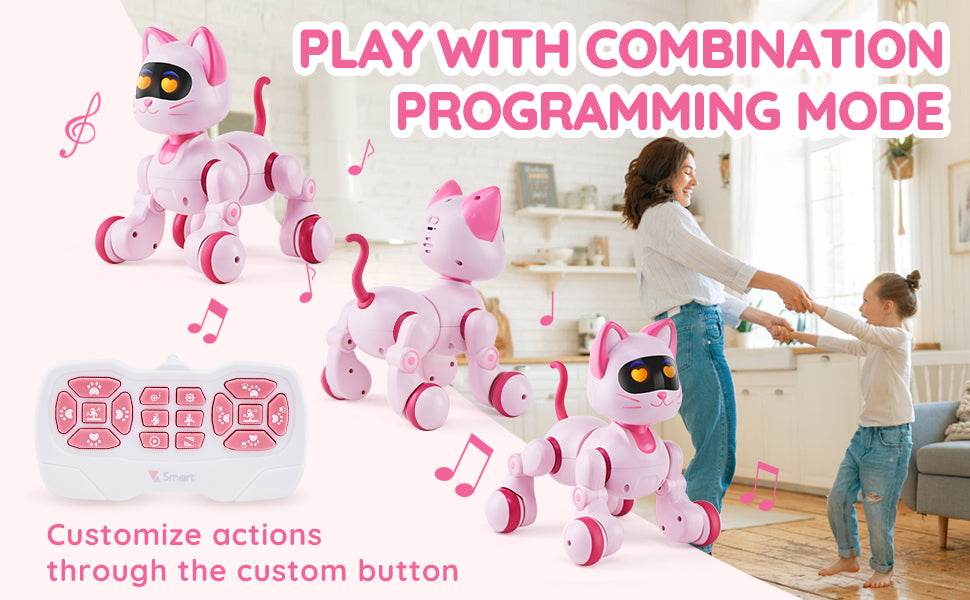 RC VEVOR Programmable Remote Control Cat Robot with Voice Commands and Touch-Sense Music - Fun Stunt Toy for Kids 3-6 Years - ToylandEU