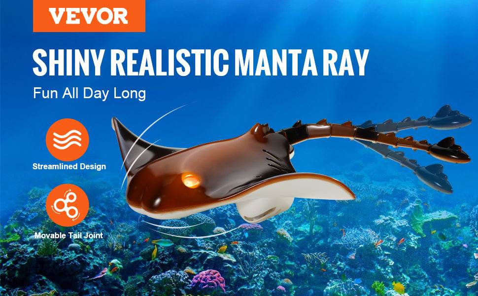 RC VEVOR Remote Control Manta Ray RC Boat - Electric Water Toy for Boys, Summer Birthday Gift, 2.4G Simulation Fun - ToylandEU