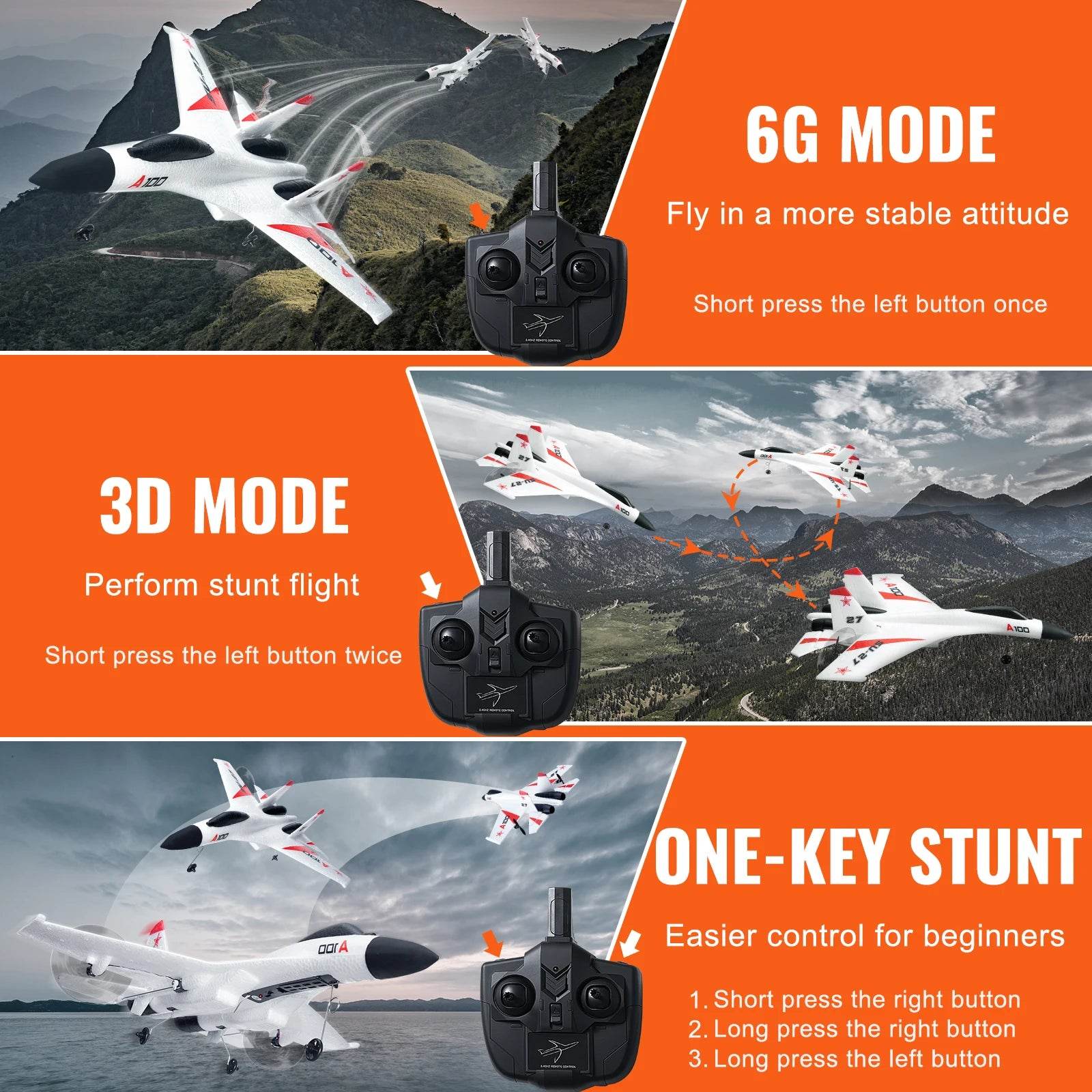 RC VEVOR SU27 2.4G Remote Control Glider Airplane with Dual Batteries - Foam Aircraft Toy for Children and Beginners - ToylandEU
