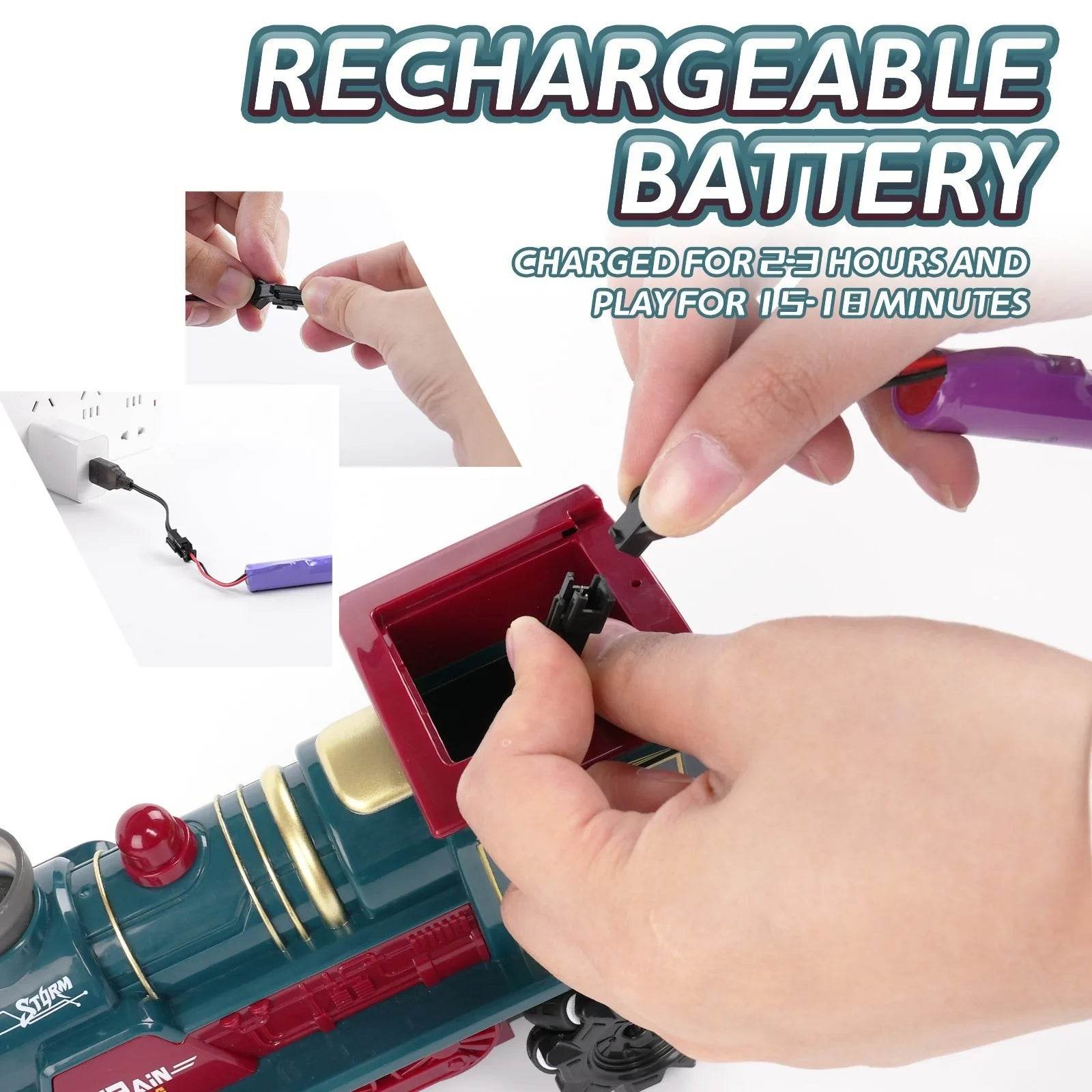 RC Vintage RC Smoke-Simulating Train: Exciting Radio-Controlled Stunts with Atmosphere Lights - ToylandEU