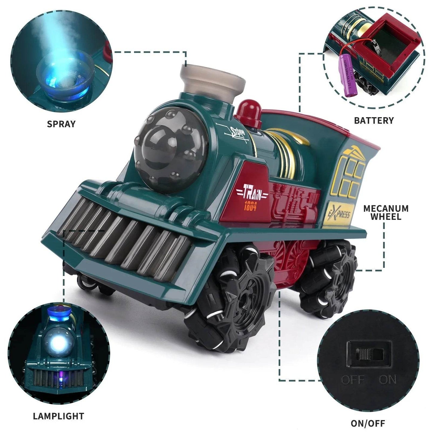 RC Vintage RC Smoke-Simulating Train: Exciting Radio-Controlled Stunts with Atmosphere Lights - ToylandEU