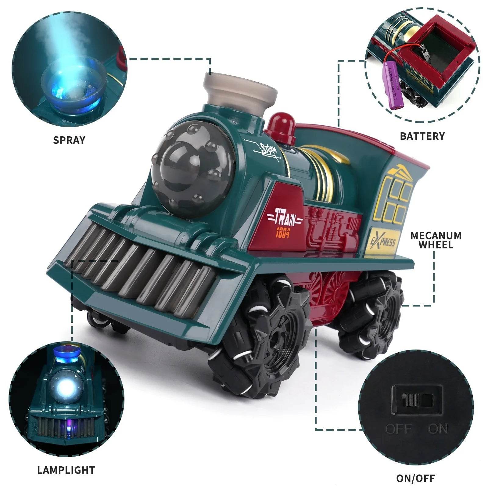 RC Vintage RC Smoke-Simulating Train: Exciting Radio-Controlled Stunts with Atmosphere Lights - ToylandEU