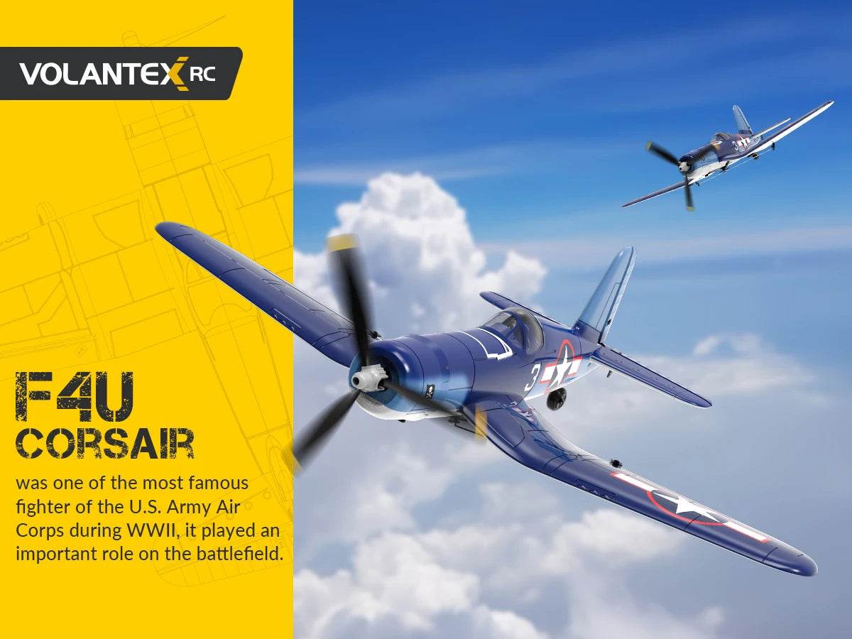 RC Volantexrc F4U Corsair 400mm Wingspan Remote Control Aerobatic RC Fighter Plane with 2.4G 4CH EPP Foam Design - ToylandEU