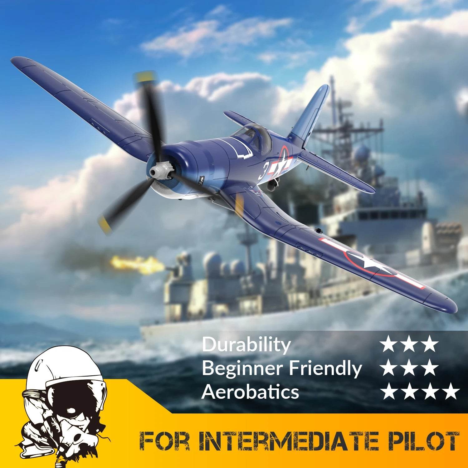 RC Volantexrc F4U Corsair 400mm Wingspan Remote Control Aerobatic RC Fighter Plane with 2.4G 4CH EPP Foam Design - ToylandEU