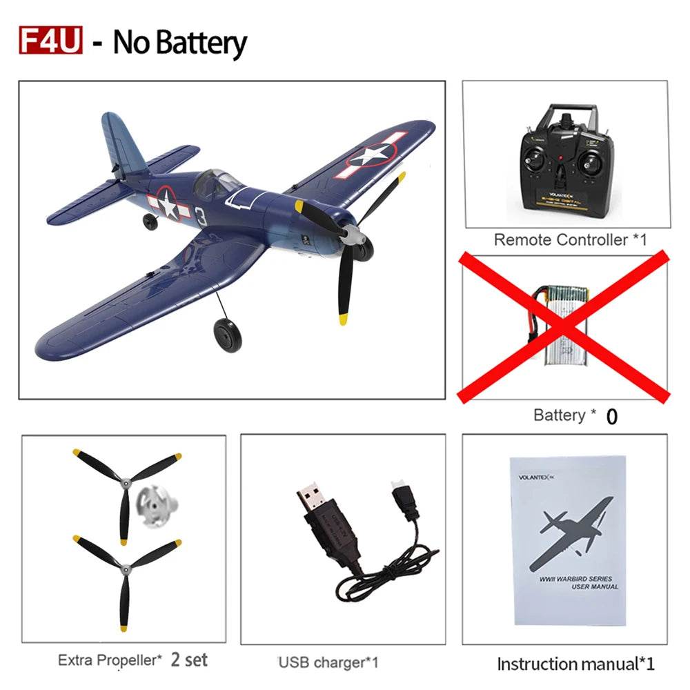 RC Volantexrc F4U Corsair 400mm Wingspan Remote Control Aerobatic RC Fighter Plane with 2.4G 4CH EPP Foam Design - ToylandEU
