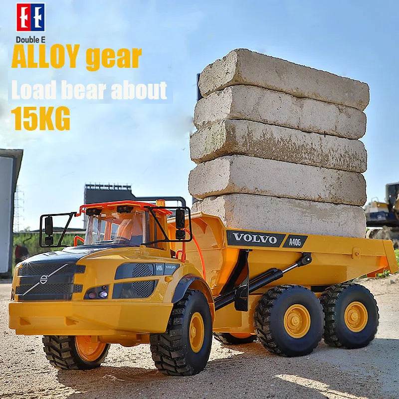 RC Volvo RC Alloy Dump Truck - 1:20 Scale, 2.4GHz Control, 15kg Lifting Capacity, LED Lights - ToylandEU
